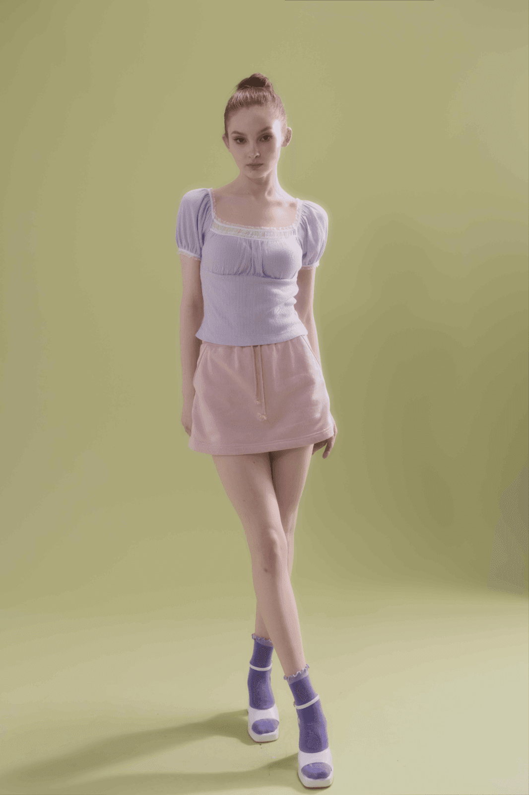 코튼) lyla puff sleeves tshirt-lavender