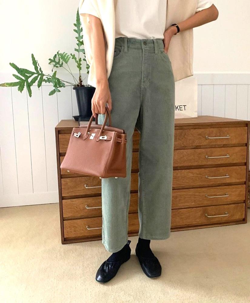 봄 Crazy sale[당일발송]Lucky 민트 골덴 팬츠 : 모우-MOU