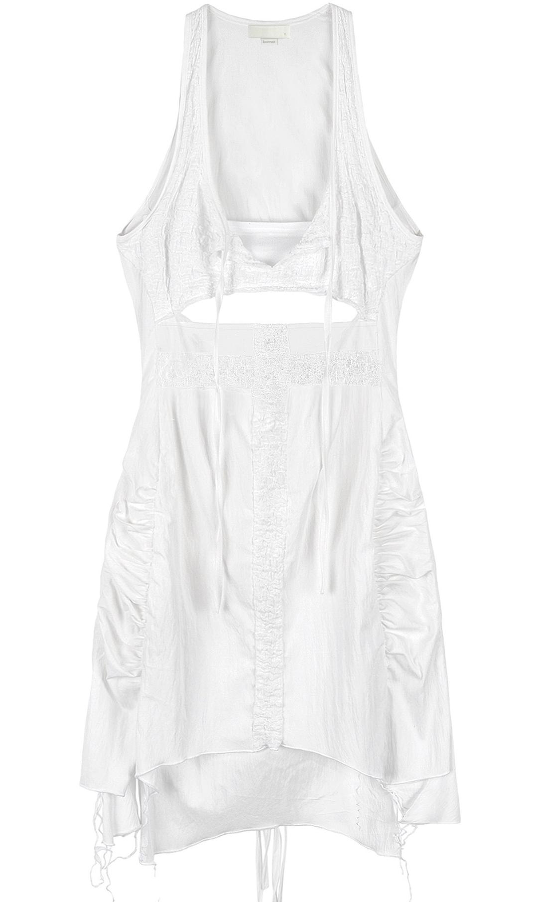Cross cut out dress (White)