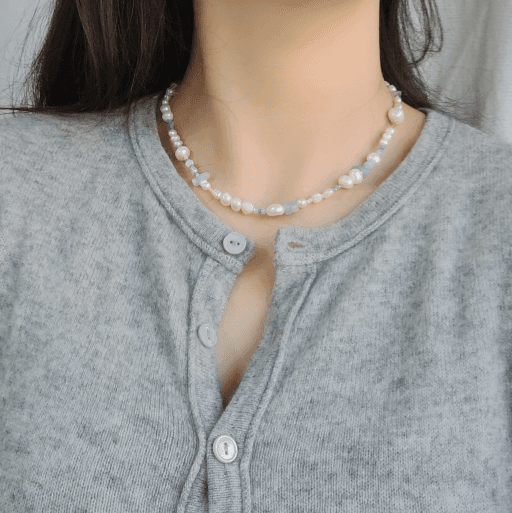 [써지컬/실버925] 스윗모먼트 진주,원석 목걸이