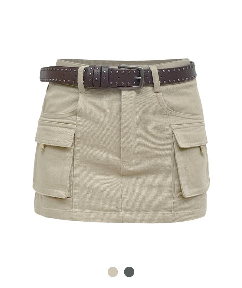 로드 카고 벨트 스커트