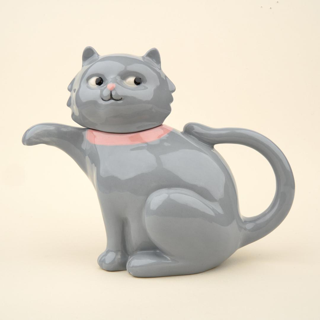 Théière chat Coucou Suzette : céramique originale peinte à la main