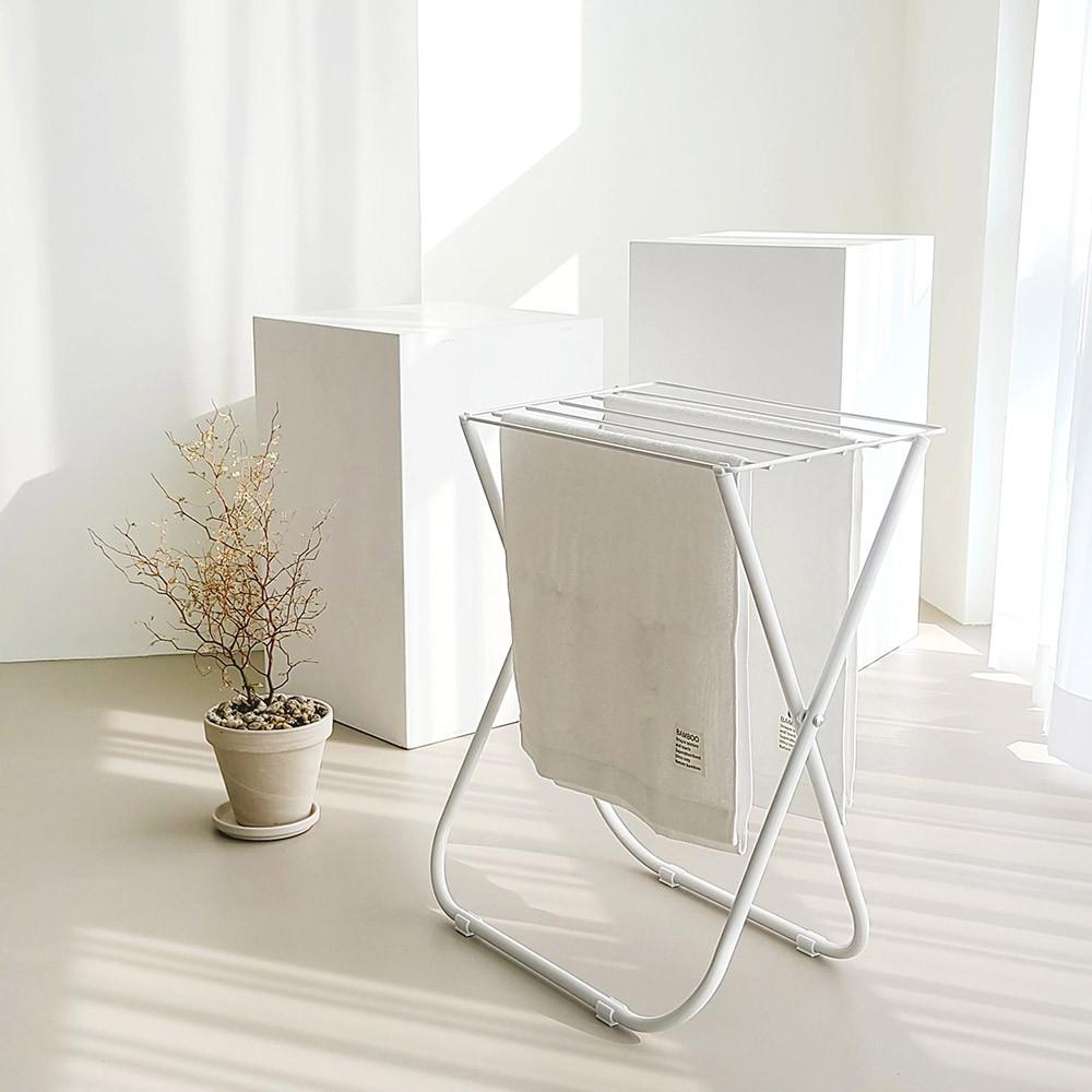 코시나 접이식 화이트 아기 수건 미니 빨래건조대 싱글족 기숙사 소형 1단