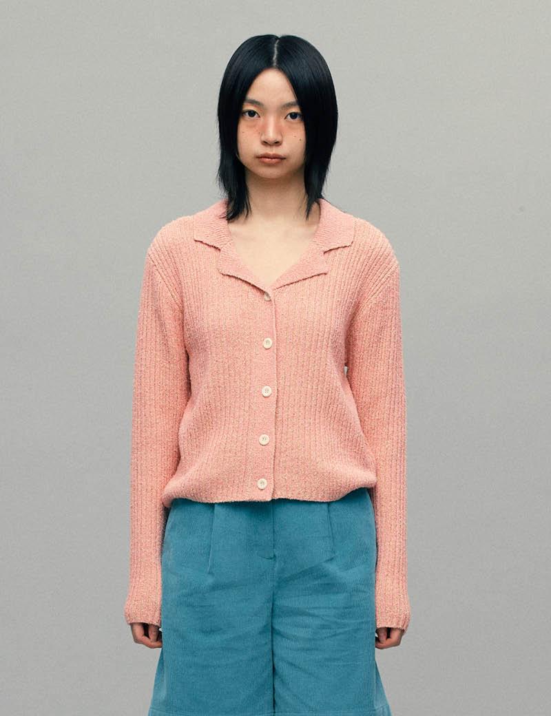 Victor Ribbed Cardigan (Pink)