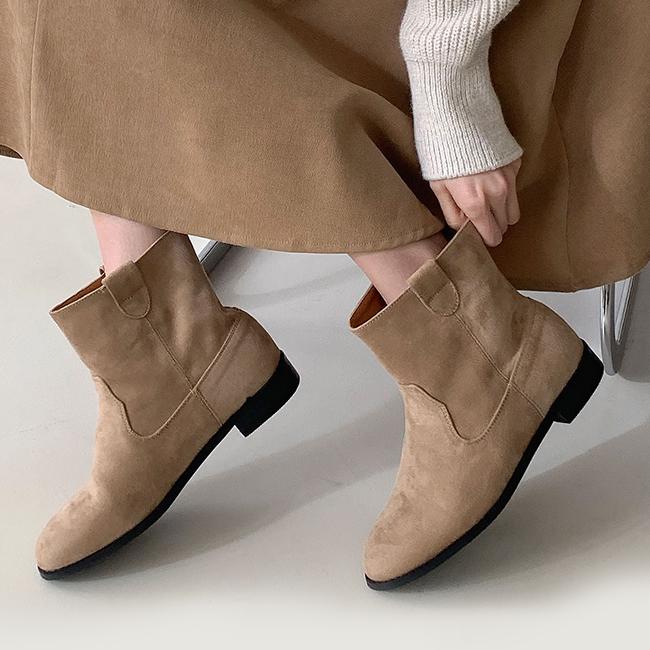 레디 통넓은 여유핏 웨스턴 스웨이드 숏 앵클 디커부츠 (2.5cm)