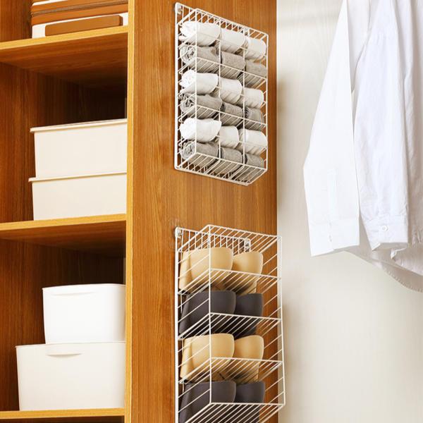 무타공 벽걸이 속옷 양말 보관함 브래지어 정리함 4구 18구
