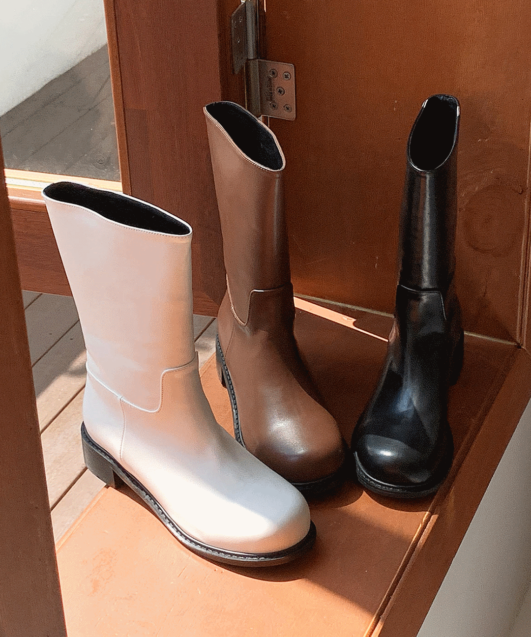 둥근코 하프 미디부츠