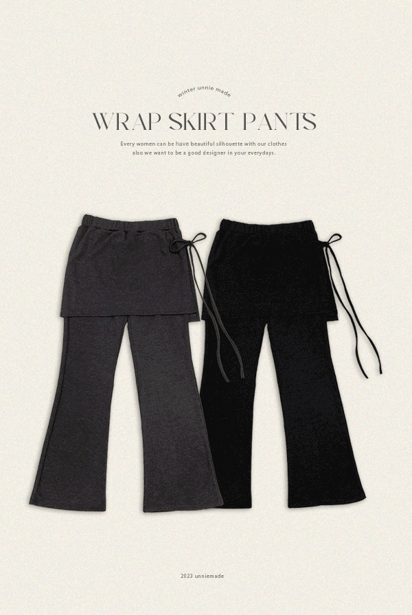 [빅사이즈~100][MADE]기모 랩 골지 스커트 팬츠(2color)