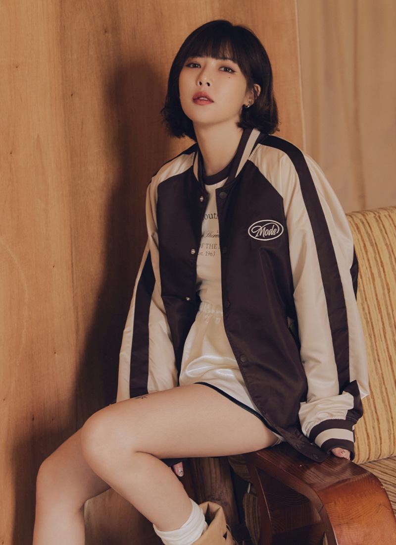 새틴 바시티 레글런 자켓 다크브라운 BOCJP311UDB