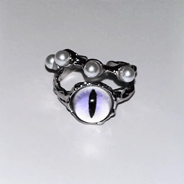 y2k 희귀템 외눈박이 진주 오리엔탈 고양이 눈 오픈링 반지 진주반지