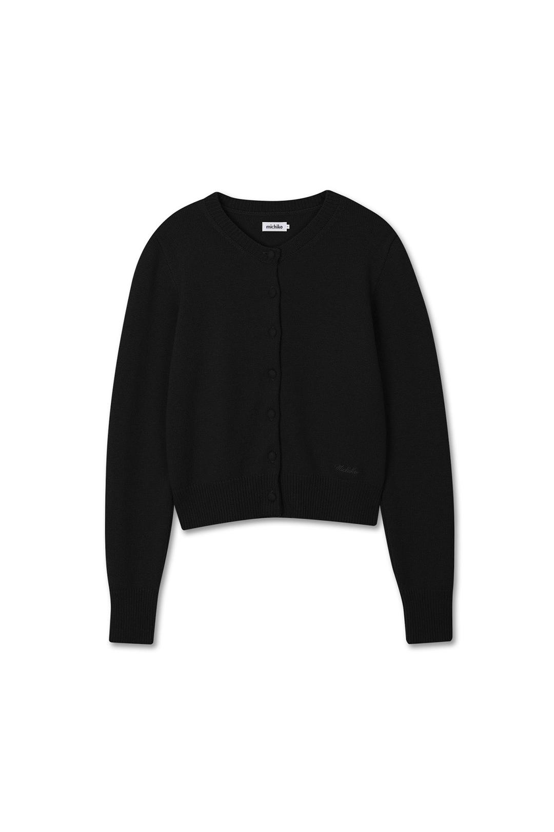 MERINO WOOL KNIT CARDIGAN BLACK