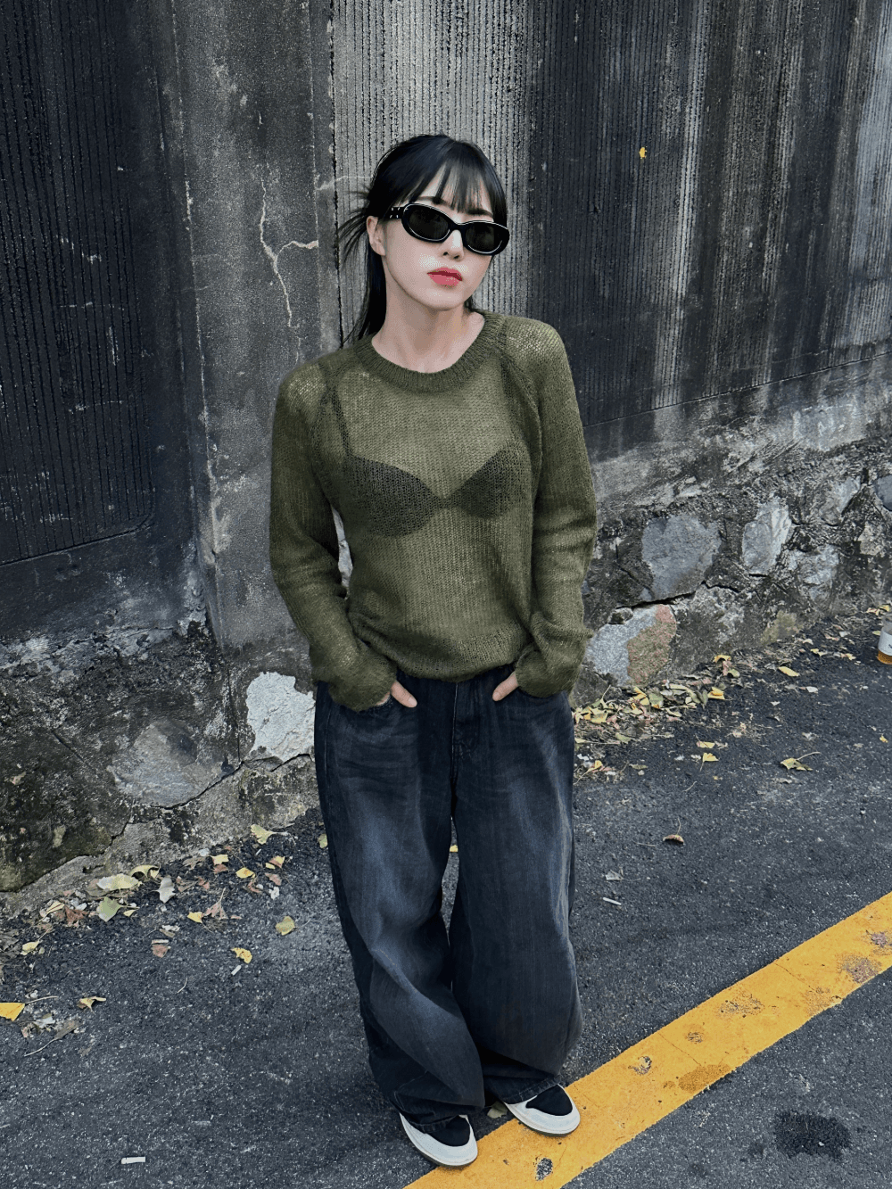 이지 알파카 라운드 니트