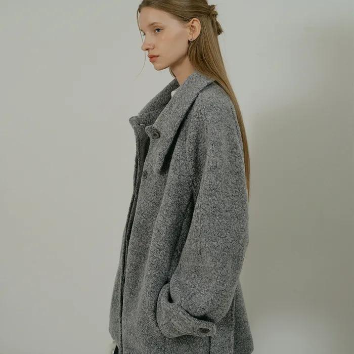 comos 1274 alpaca boucle half coat (grey)