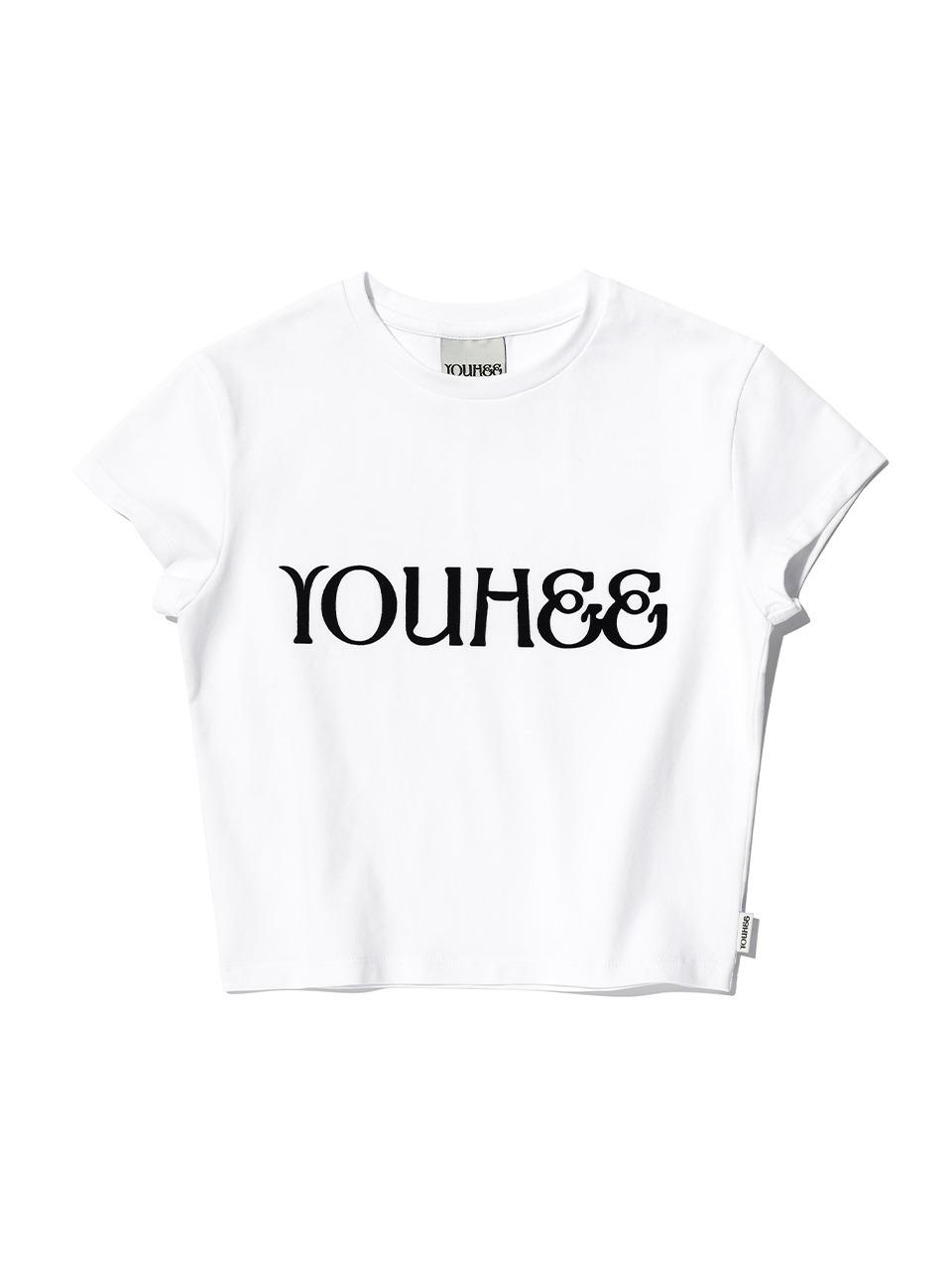 YOUHEE BIG LOGO CROP T-SHIRTS WHITE