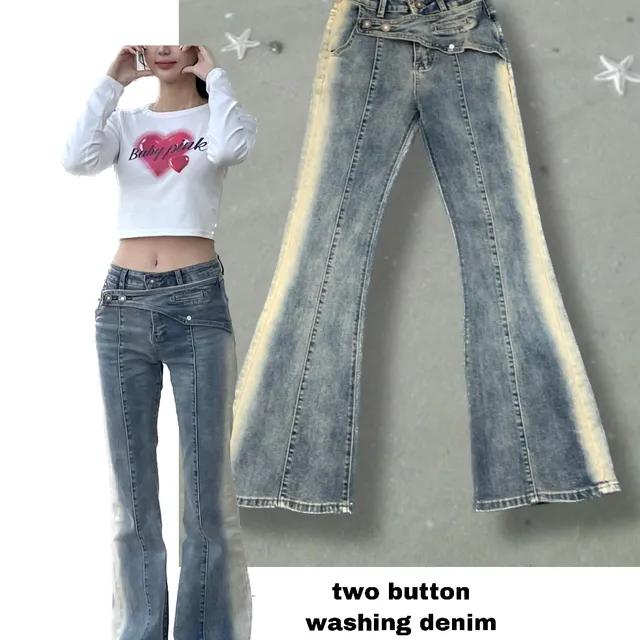 [최 저 가ﾟ𖤐.⋆﻿] Y2K 사이드 워싱 부츠컷 데님 팬츠