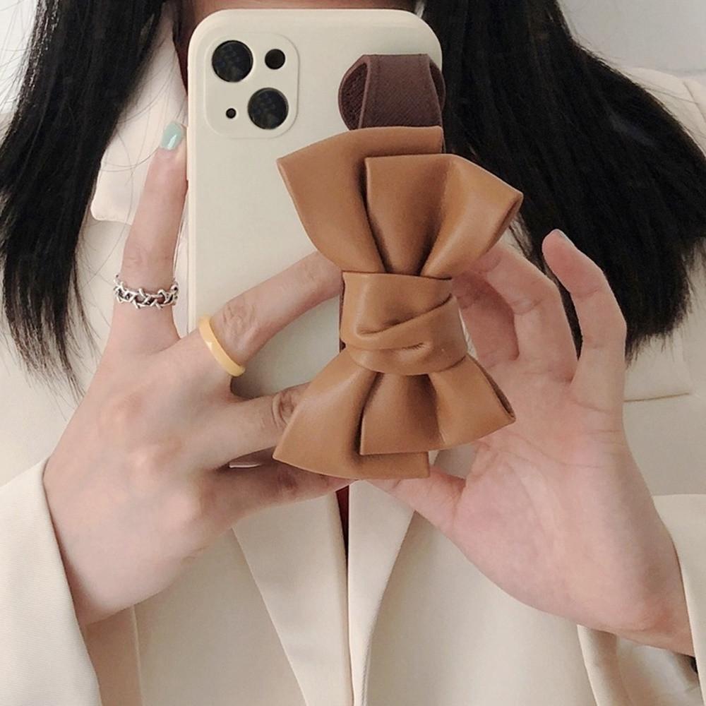 아이폰13미니 스트랩 가죽폰 브라운 리본 디자인 카메라보호 실리콘 예쁜폰 갤럭시 케이스