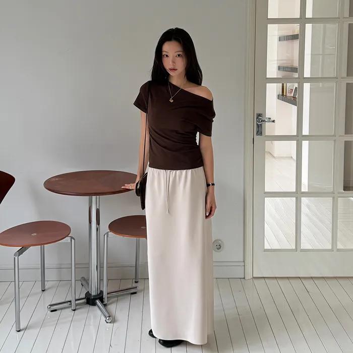 [경은 착용] [5th] REVE SATIN LONG SLIT SKIRTS_2COLOR