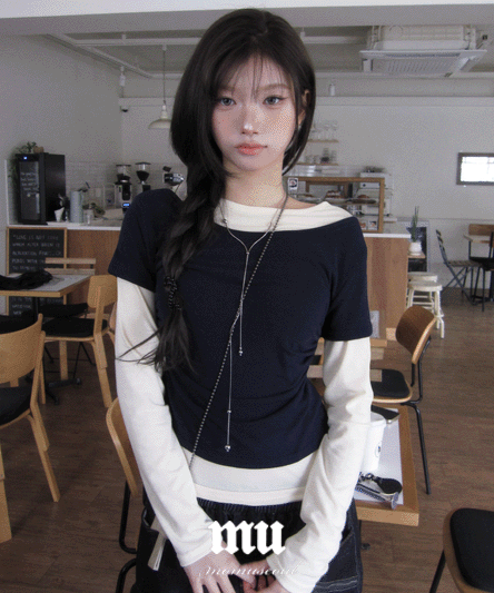 1+1 [MADE] MOMUBASIC🖤 내맘대로 레이어드 반팔/긴팔 세트 - 12color