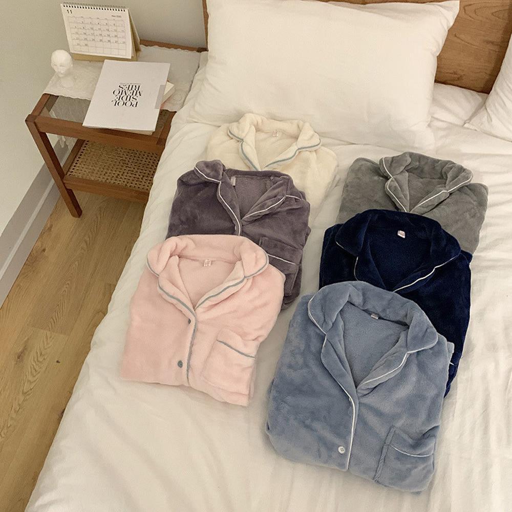 (커플잠옷) (포근잠옷세트) 수면잠옷 여성 남성 겨울 파자마 빅사이즈 5컬러 투피스