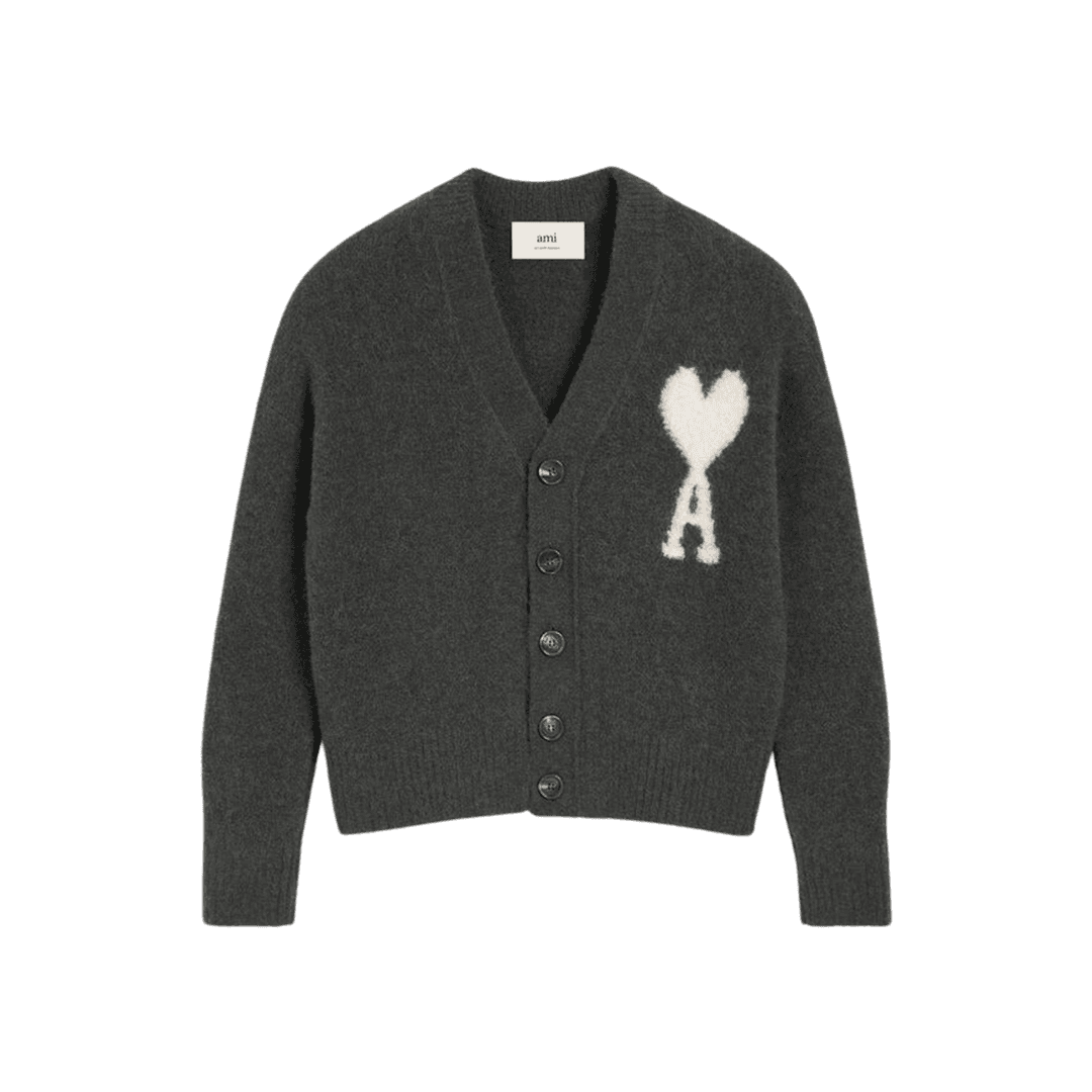 AMI de Coeur Cloudy Wool Cardigan Dark Grey