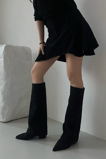 델리 오버 폴드 롱부츠