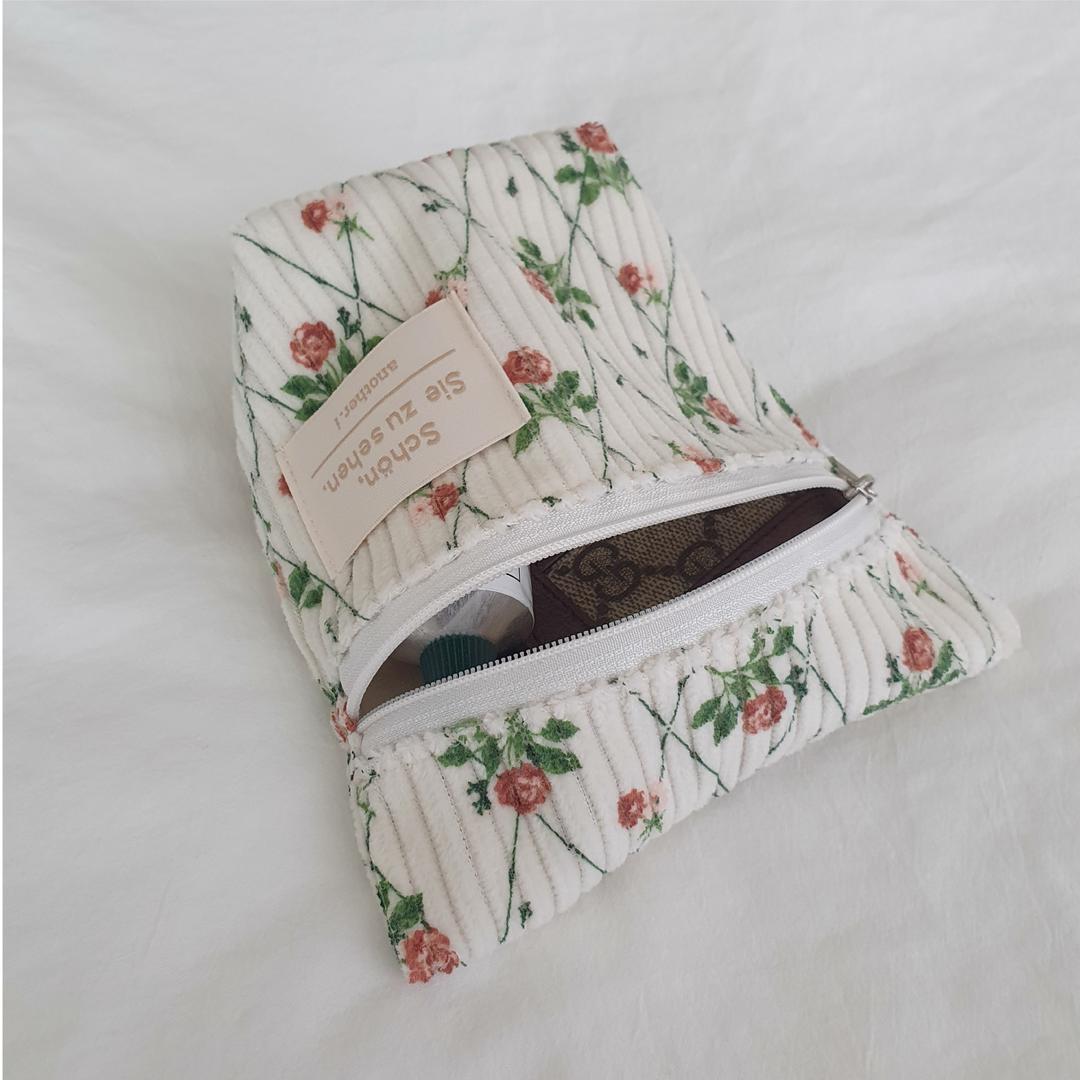 [어나덜아이] 플라워 골덴파우치 로즈