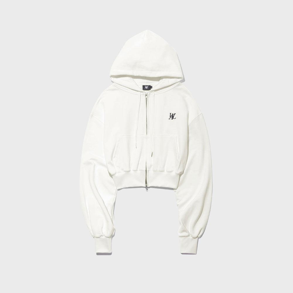 Signature crop hood zip-up - CREAM