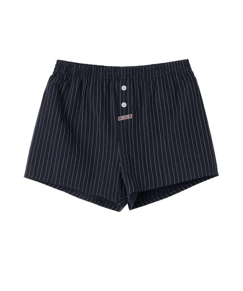Cotton Boxer Pants Navy Pinstripe