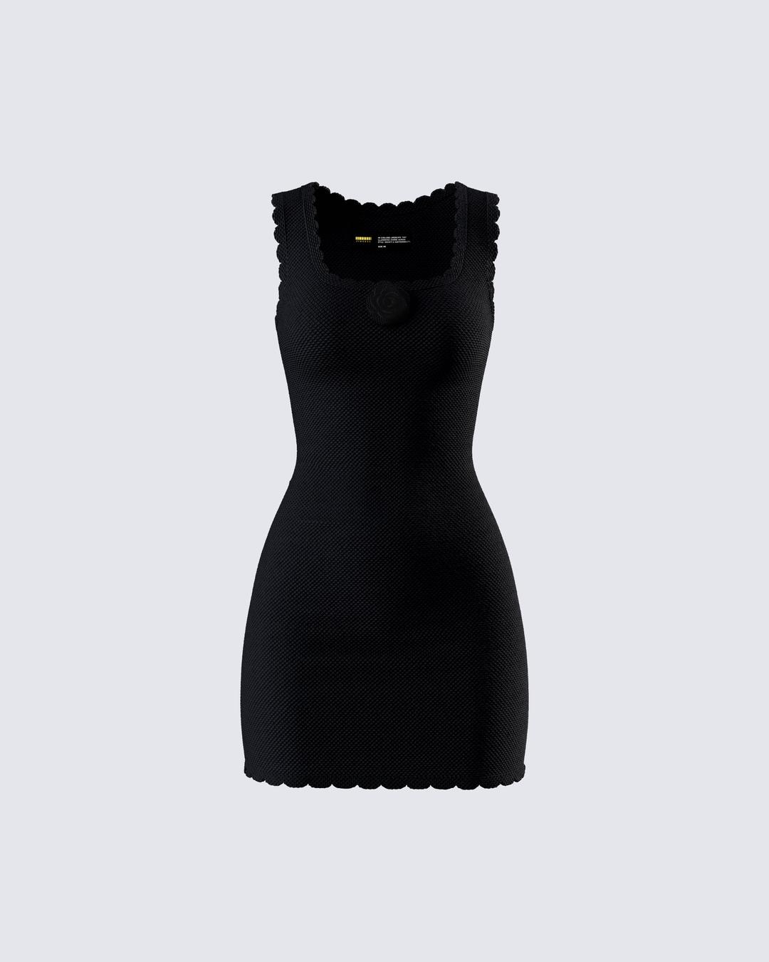 Evianna Black Rosette Mini Dress - XS/S