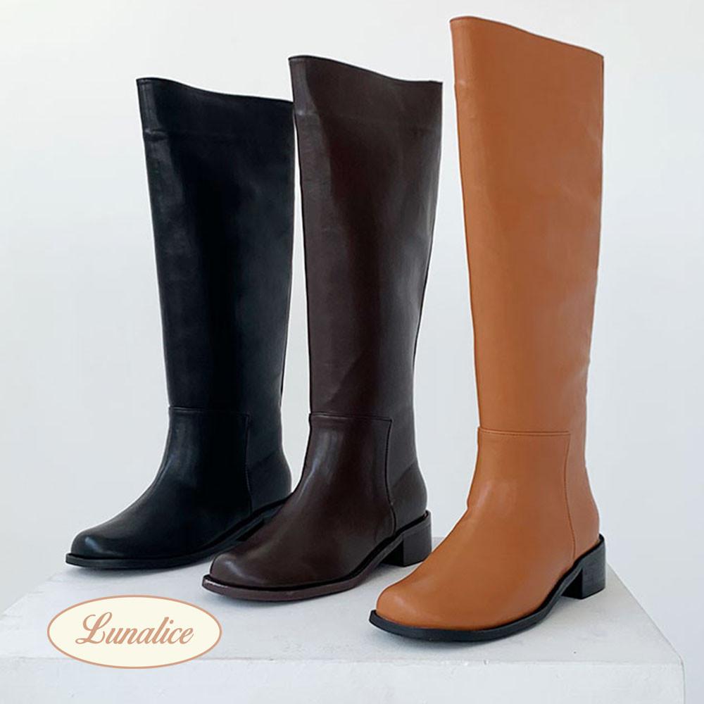 [오픈 특별 쿠폰] 38cm 통넓은 둥근코 베이직 에코 소가죽 통부츠 3컬러