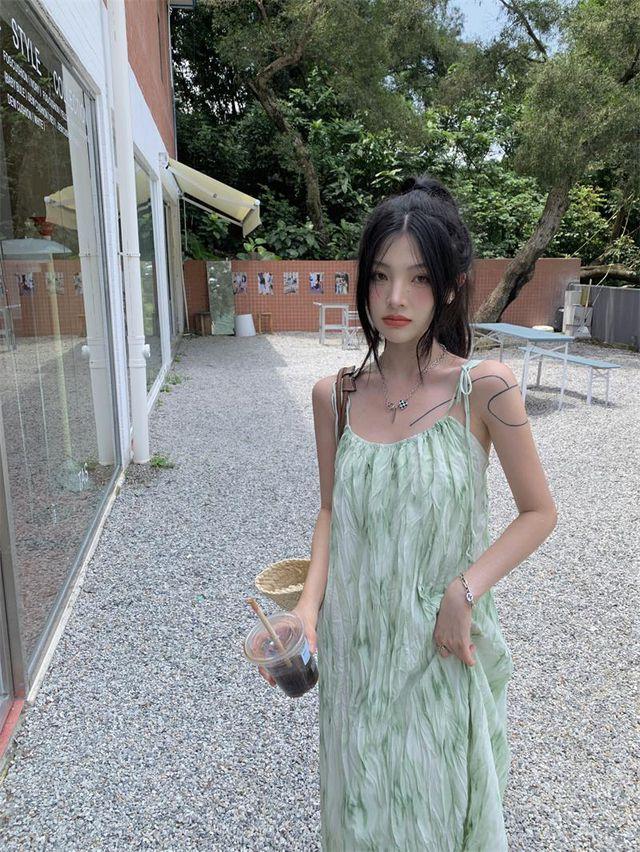 [해외 배송] 여름 민소매 나시 루즈핏 H라인 롱원피스 바캉스룩 데일리룩