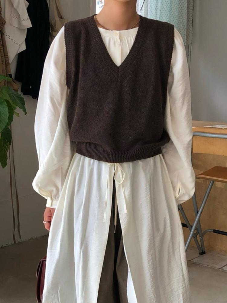 노아 브이넥 울 조끼 니트 2color