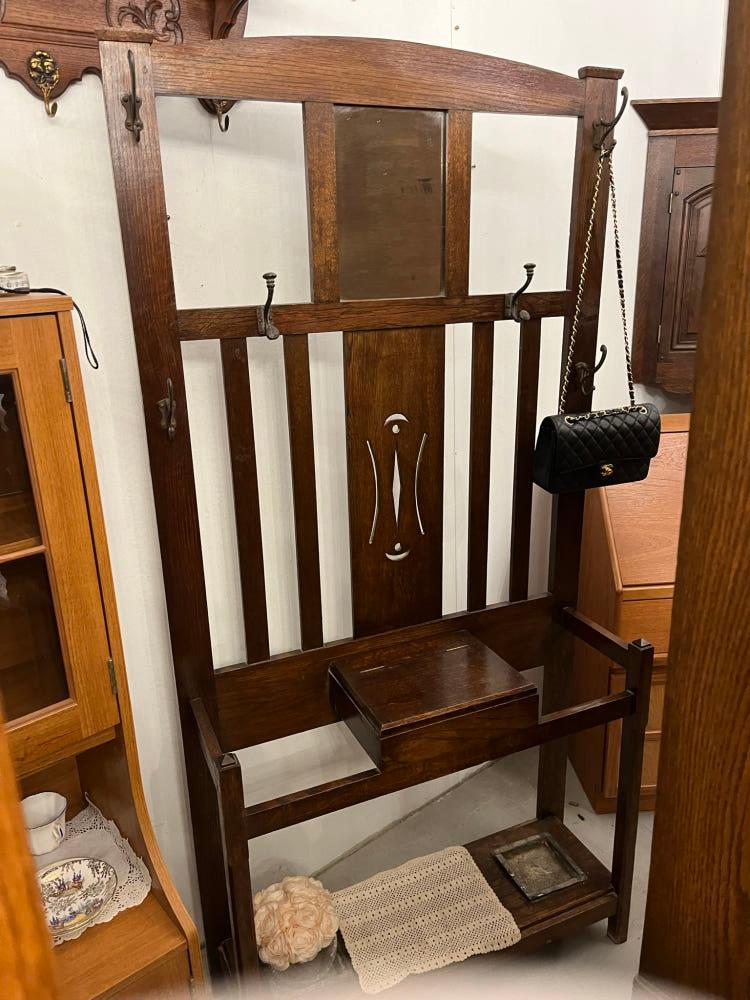 영국 앤틱 홀스탠드 거울달린 모자걸이 가방걸이