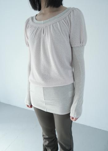 에프터먼데이 puff sleeve shirring top (3c)