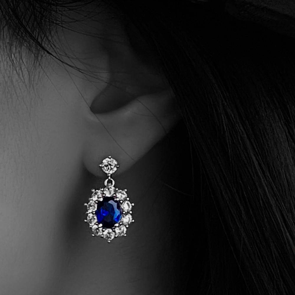 [위프레리] 실버 5A 사파이어 블루 드롭 귀걸이, Silver 5A Sapphire Blue Drop Earrings
