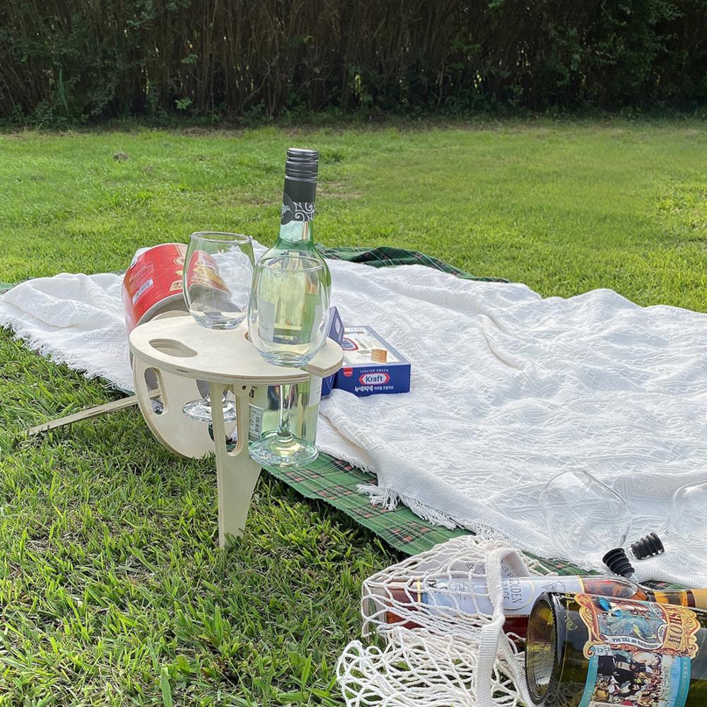 캠핑용 차박 접이식 아웃도어 와인픽 와인테이블 우드스텐드