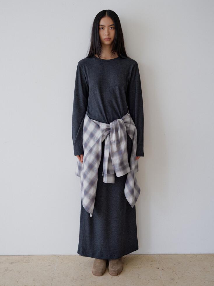 브러쉬드 패브릭 스커트 _ 그레이