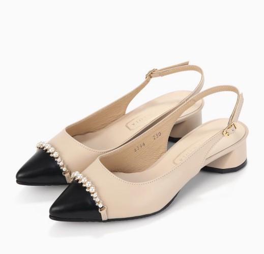 여성구두 진주 장식 기본 슬링백 8394 스킨 3cm