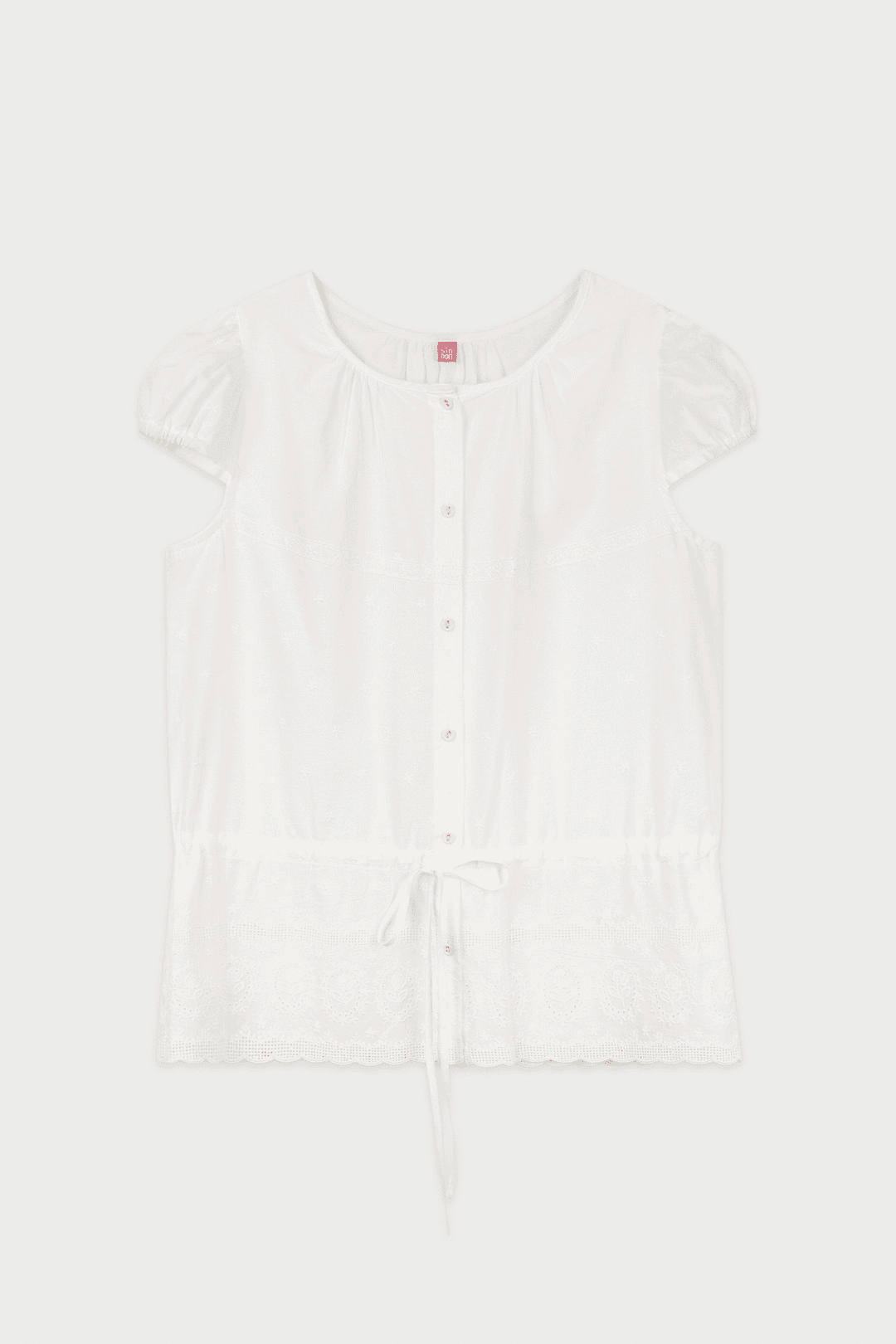 Eyelet Layered Blouse (White)