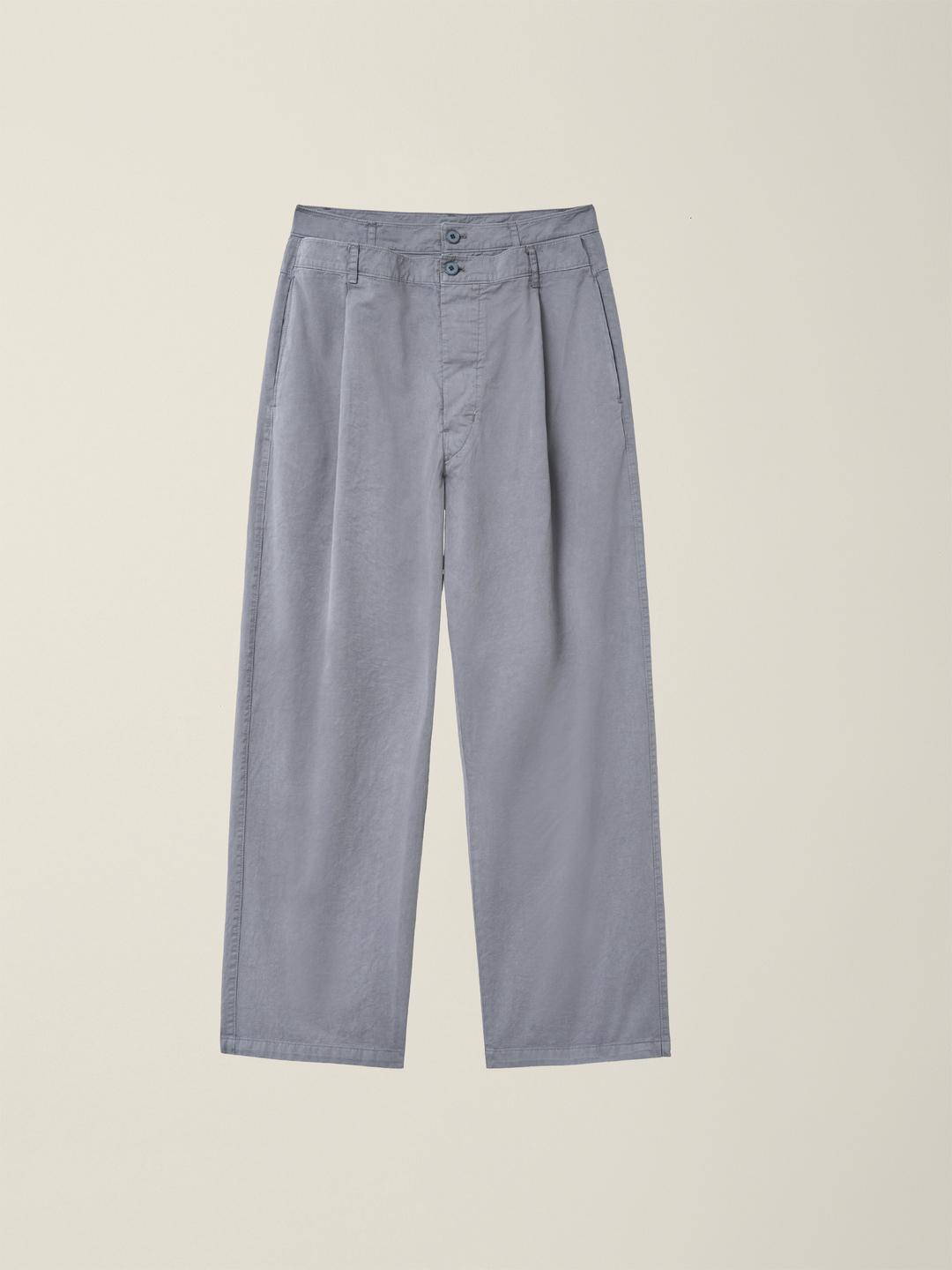 DOUBLE WAIST COTTON TROUSER  SLATE GREY