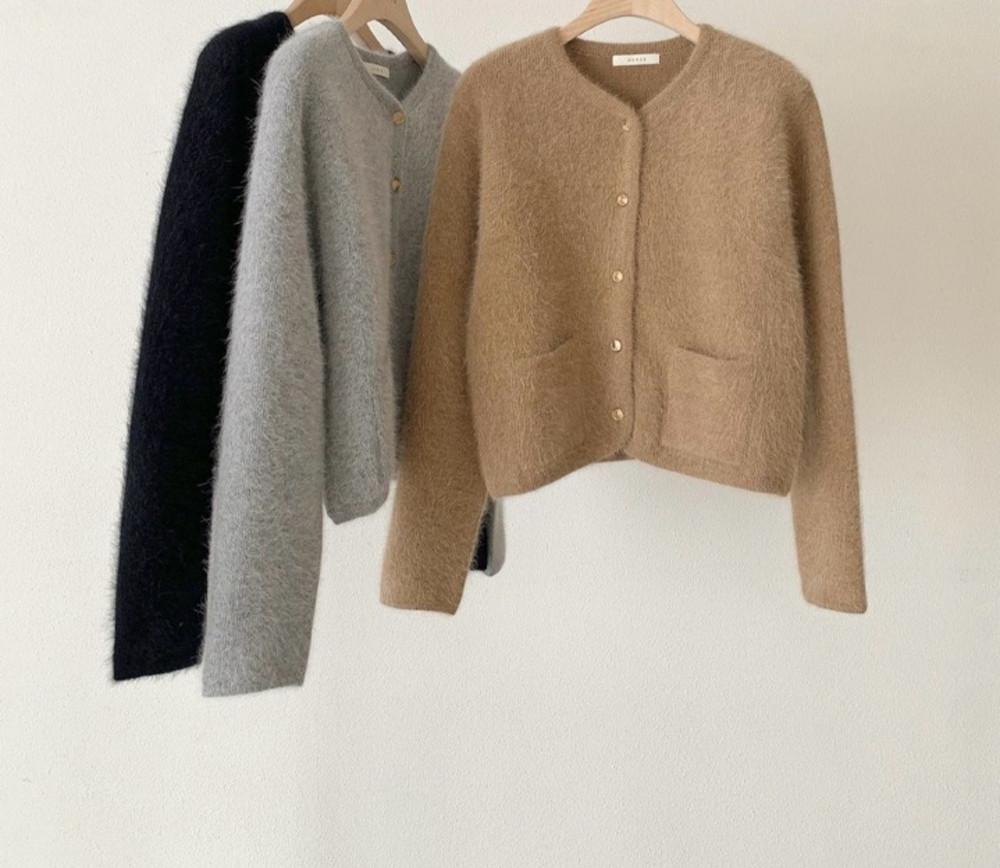 [그레이 블랙 당일배송] OUNCE 온스 앙고라 트위드 자켓 울 귀여운 클래식 숏 가을겨울 드뮤어룩 이너프