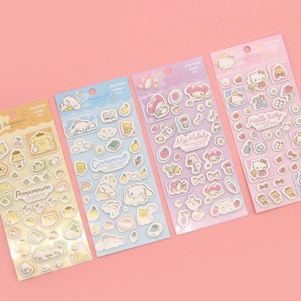 산리오 더블 스티커 4종 세트 헬로키티 마멜 시나모롤 마이멜로디 폼폼푸린 다꾸 포인트