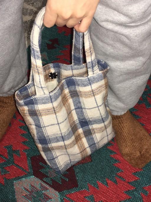 코지 울체크 미니백 (navy, beige)