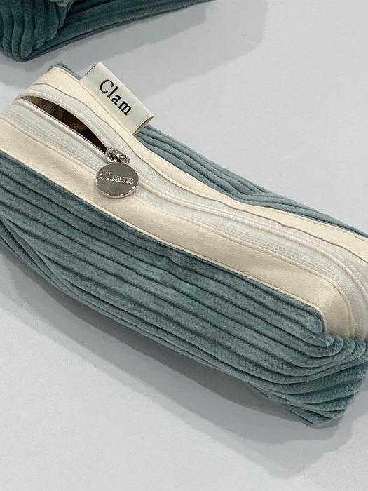 Clam round pencilcase _ Corduroy dolphin