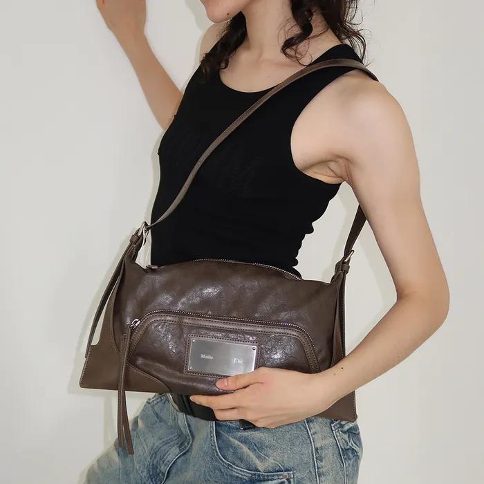 TWO WAY STRAP SQUARE MINI BAG IN BROWN