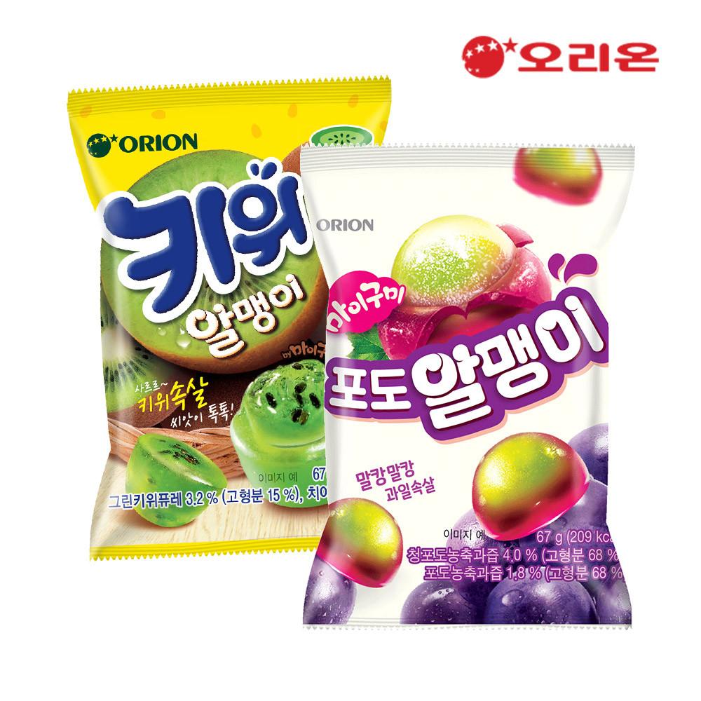 오리온 키위알맹이(67g) 10개 + 포도알맹이(67g) 10개 [원산지:상세설명참조]