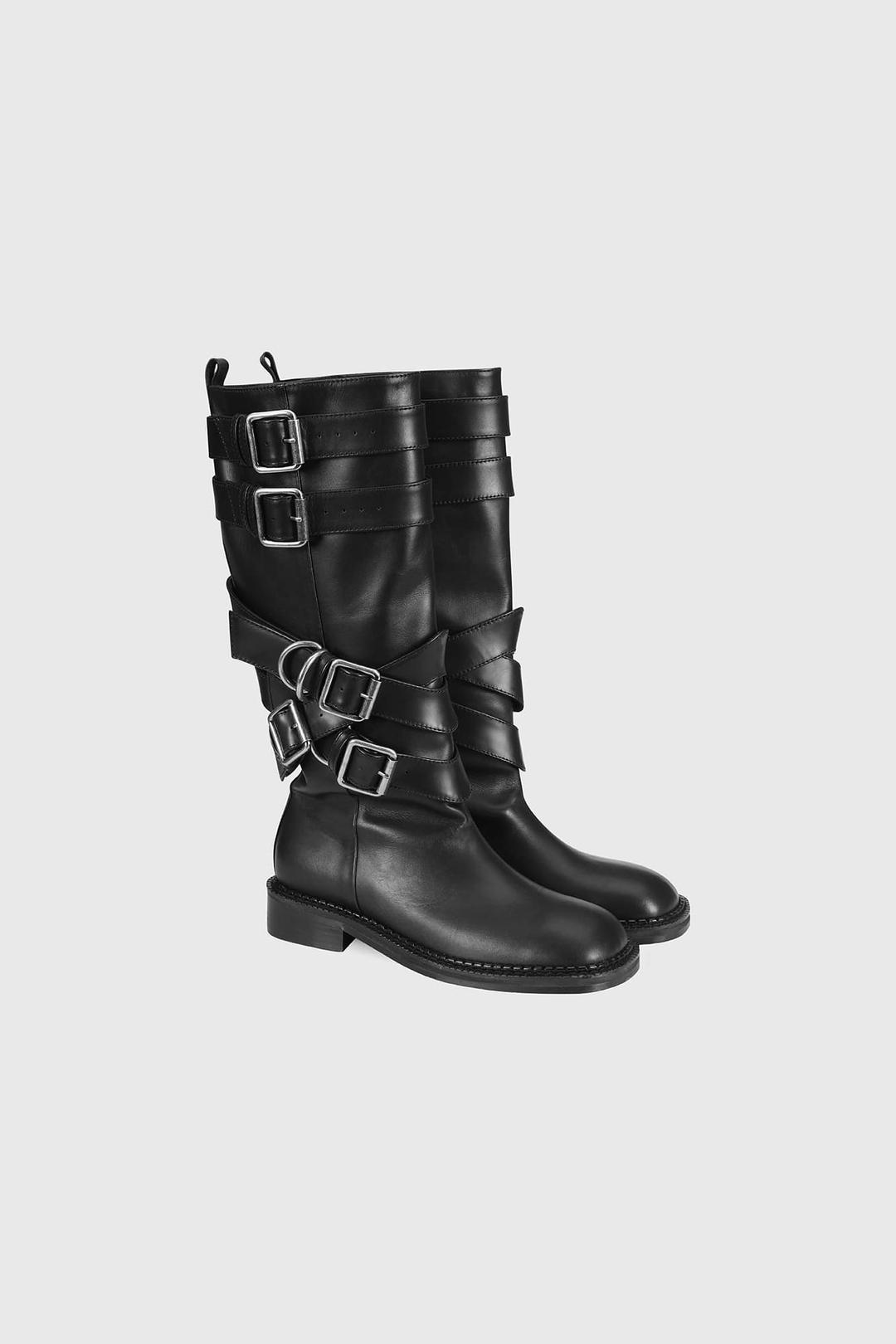LAYERED STRAP BOOTS aaa483w(BLACK)
