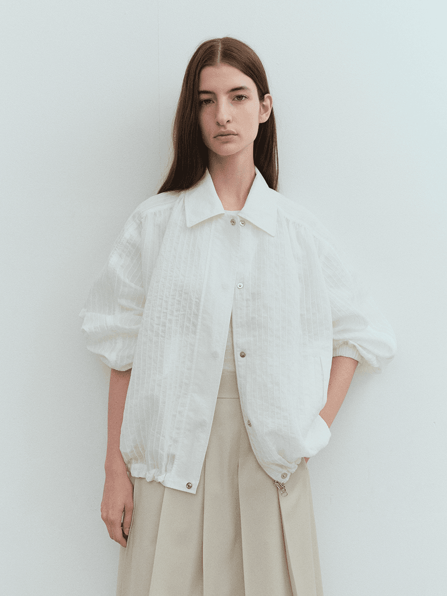 [2차 : 4/10, 3차 : 4/16 예약배송] TVS STRIPE COLLAR BOMBER_WHITE