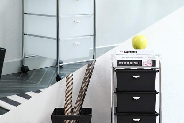 [리퍼]크롬 이동식 수납형 싱글 3단 트롤리 2colors