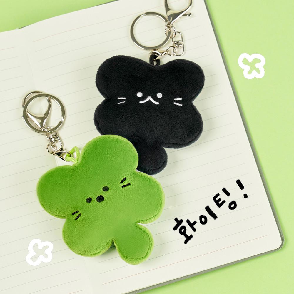 클로버 냥 키링 귀여운 고양이 네잎 클로버 인형 행운 행복 위시 소원 응원 시험 합격